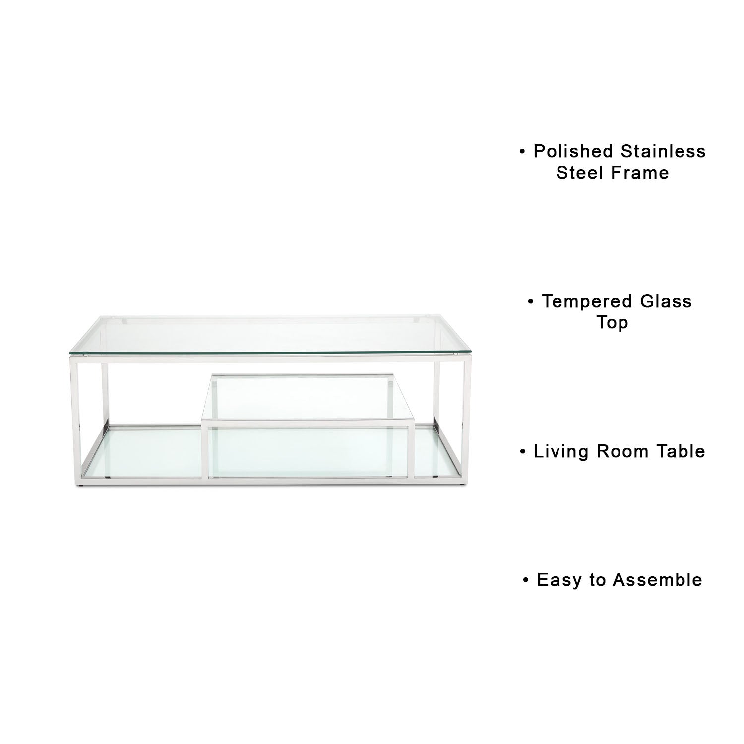 BAROLO Polished Steel Coffee Table