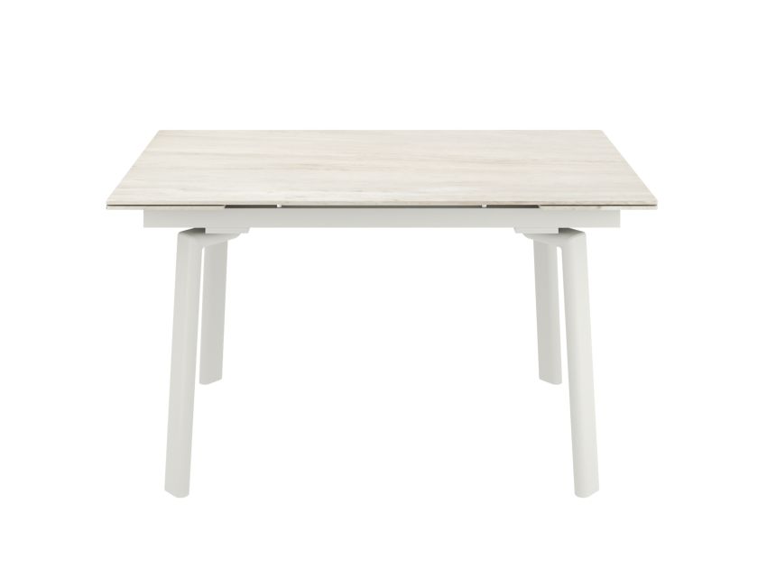 Bellaro Dining Table with Extension, 55" - 79" in Travertine and Cream - Berre Furniture