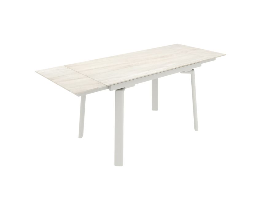 Bellaro Dining Table with Extension, 55" - 79" in Travertine and Cream - Berre Furniture