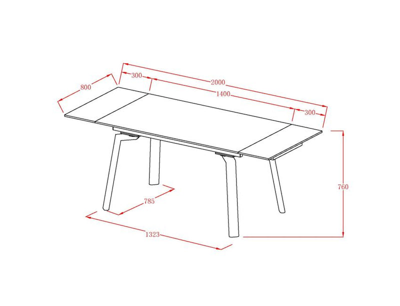 Bellaro Dining Table with Extension, 55" - 79" in Travertine and Cream - Berre Furniture