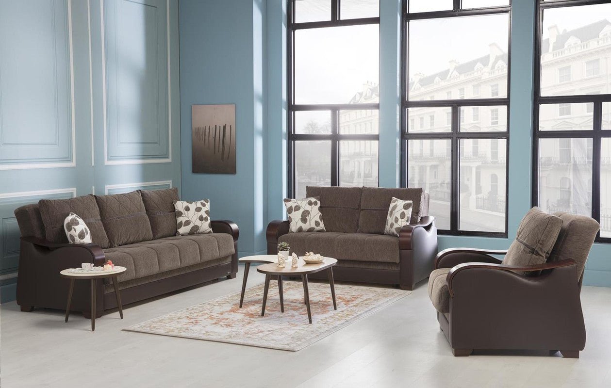 Bennett Living Room Set Sofa Loveseat Armchair by Bellona ARMONI BROWN