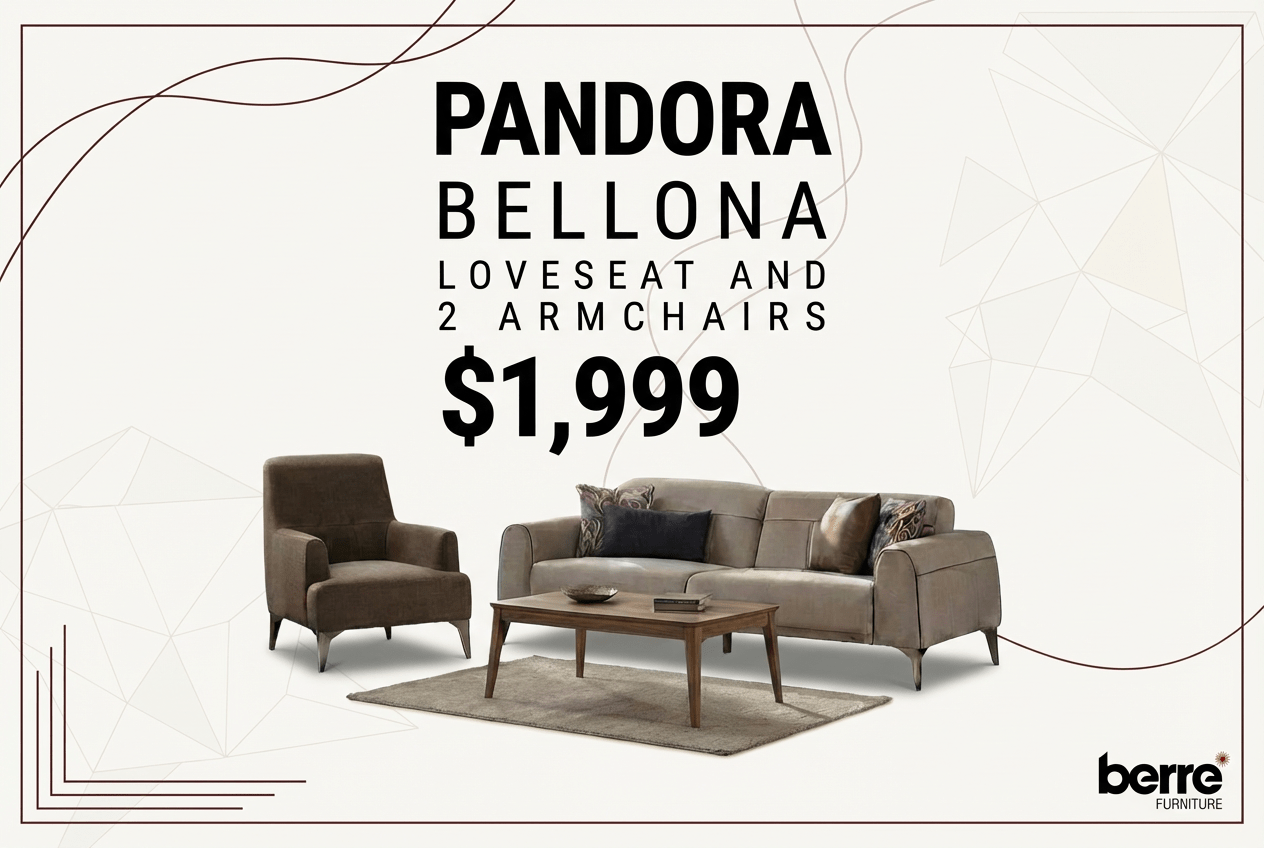 BOXING DEAL ! Pandora Loveseat + 2 Armchairs - Berre Furniture
