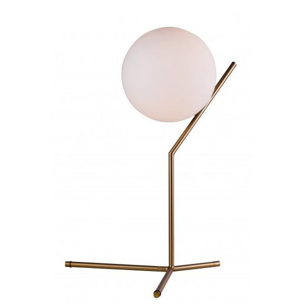 BRASS FRAME WITH A MILK WHITE GLASS GLOBE SHADE TABLE LAMP - Berre Furniture