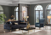 Carlino Living Room Set Sofa Loveseat Armchair by Bellona NAPOLY BLACK