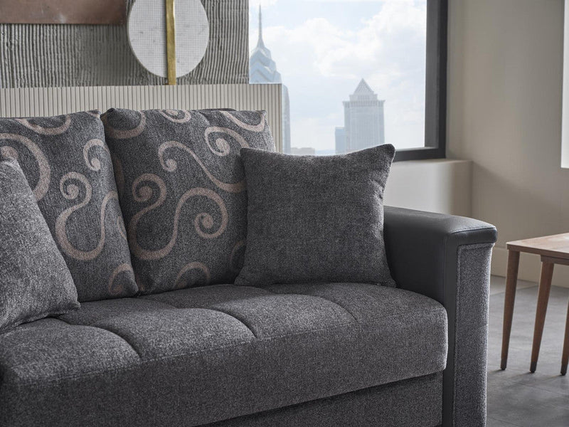 Charlotte Love Seat (Beatto Anthracite) by Bellona