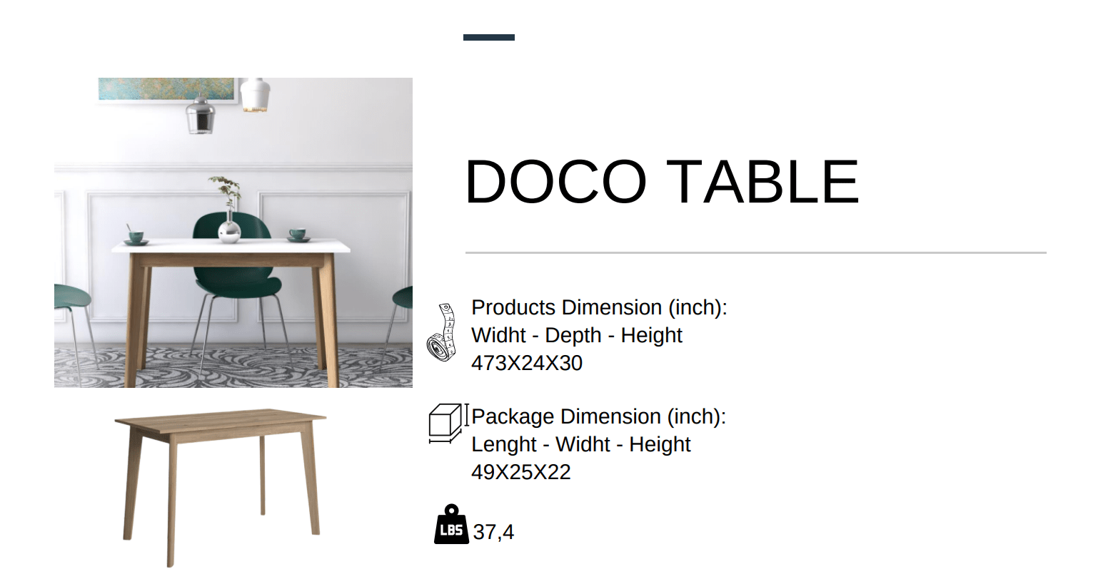 Doco Table Varna Oak - Berre Furniture