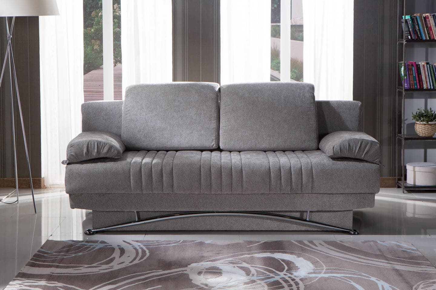 Fantasy 3 Seat Sleeper Sofa by Bellona VALENCIA GREY PLAIN FABRIC