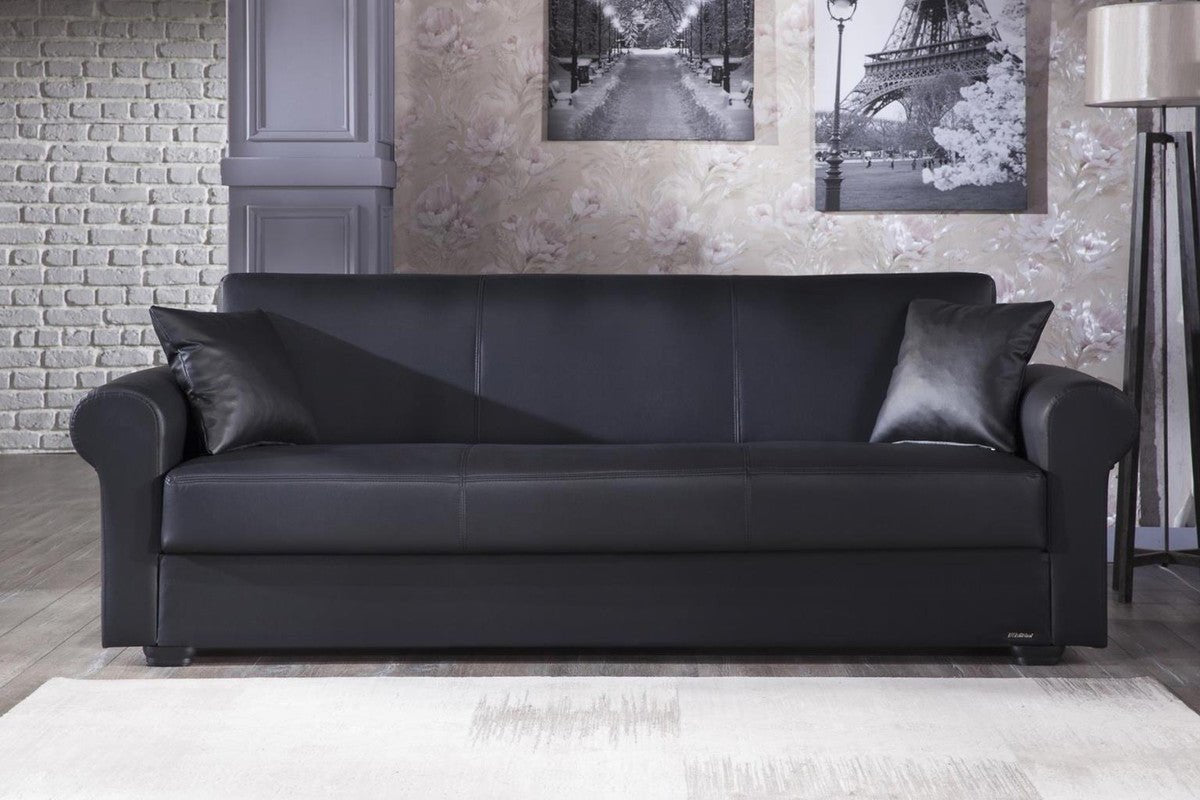 Floris 3 Seat Sleeper Sofa (Santa Glory Black) by Bellona