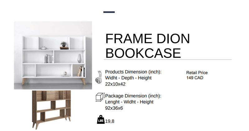 Frame Dion Bookcase Opak White - Berre Furniture