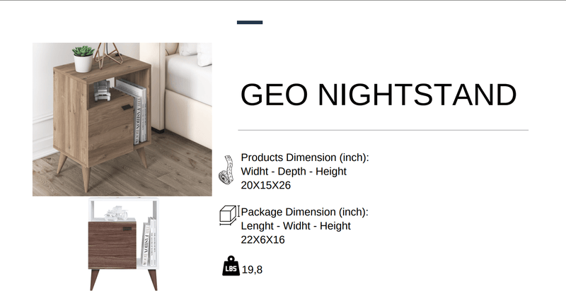 Geo Nightstand Varna Oak - Berre Furniture