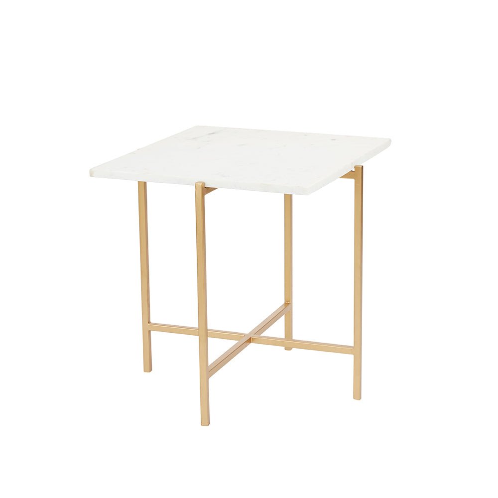 IDA End Table Gold White Marble