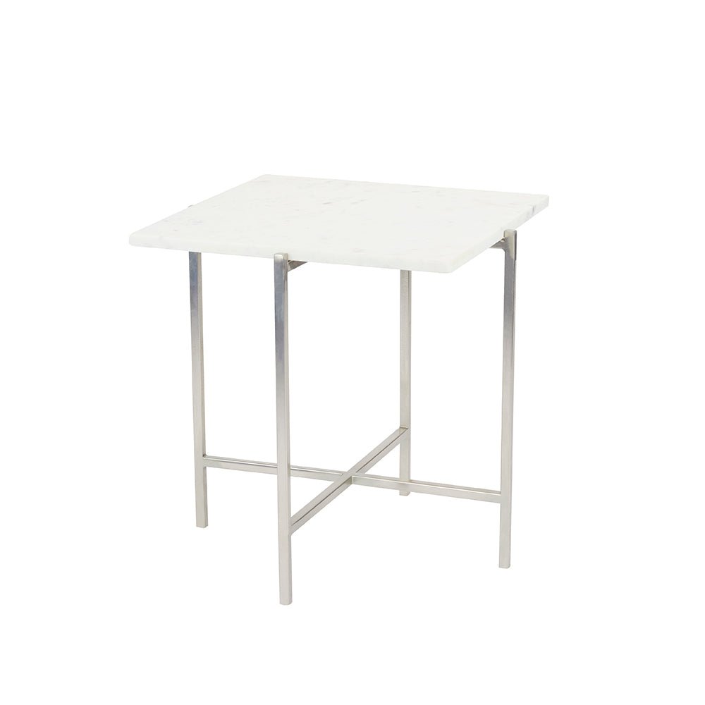 IDA End Table Silver White Marble