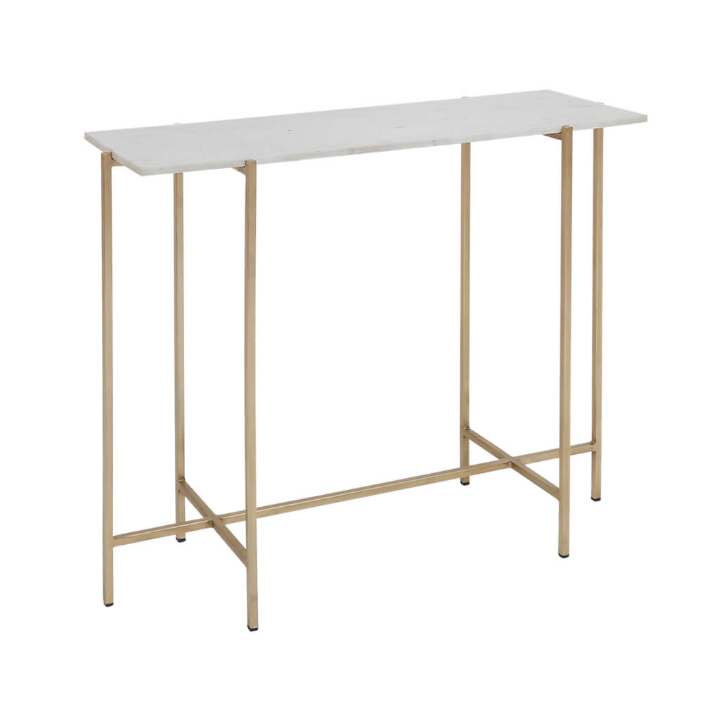 IDA Marble Console Table Gold White Marble