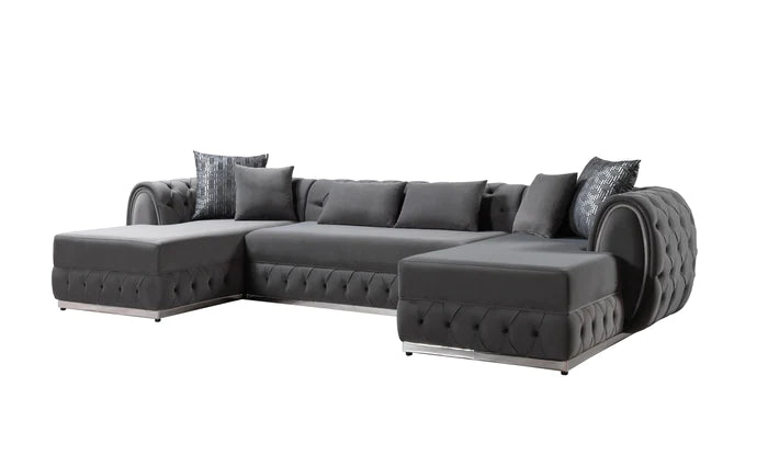 Jessie Velvet Double Chaise Sectional - Berre Furniture