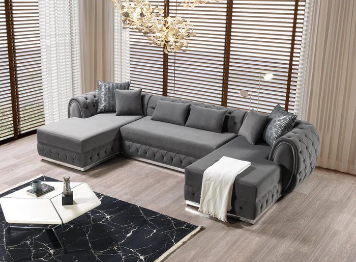 Jessie Velvet Double Chaise Sectional - Berre Furniture