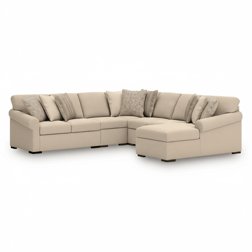 LadyMae 5-Piece Sectional with Chaise Right Chaise
