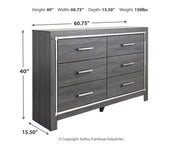 LODANNA SIX DRAWER DRESSER