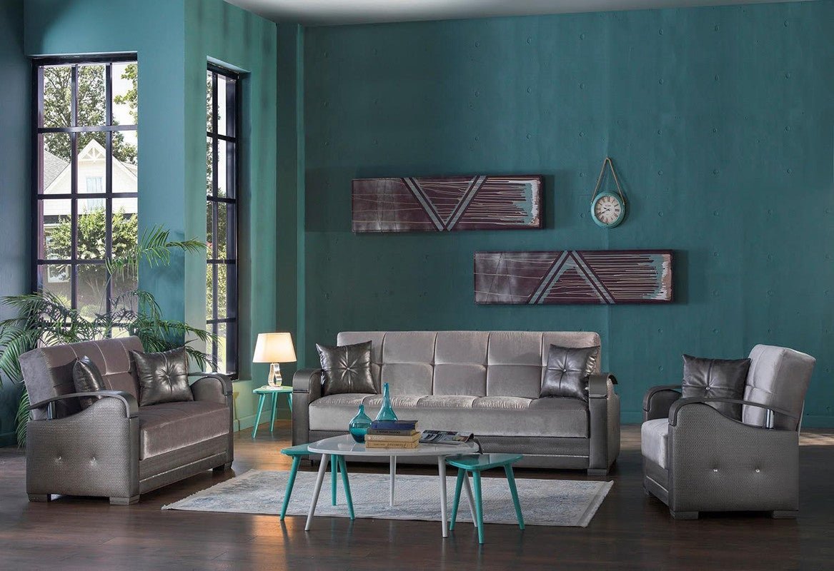 Luna Living Room Set Sofa Loveseat Armchair by Bellona DEHA SILVER
