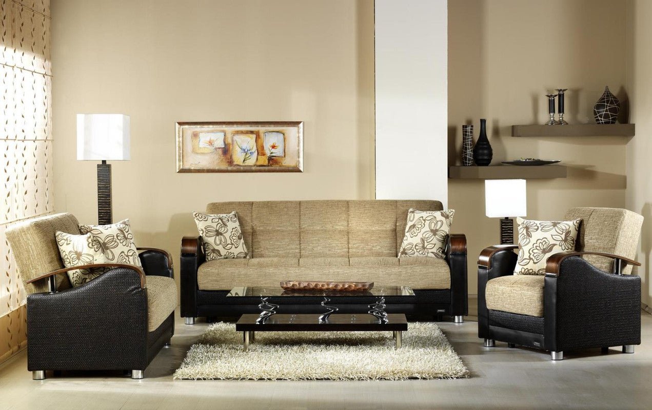 Luna Living Room Set Sofa Loveseat Armchair by Bellona FULYA BROWN