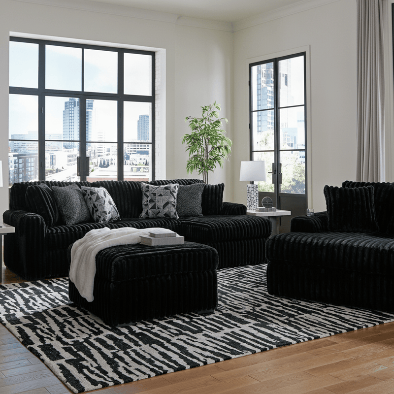 Midnight-Madness 3-Piece Double Chaise Sectional Onyx