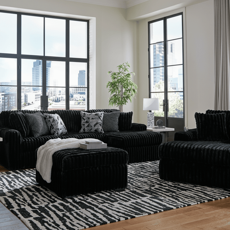 Midnight-Madness 3-Piece Sectional with Chaise Option B