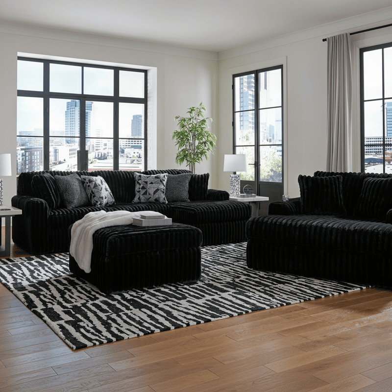 Midnight-Madness 3-Piece Sectional with Chaise Option C