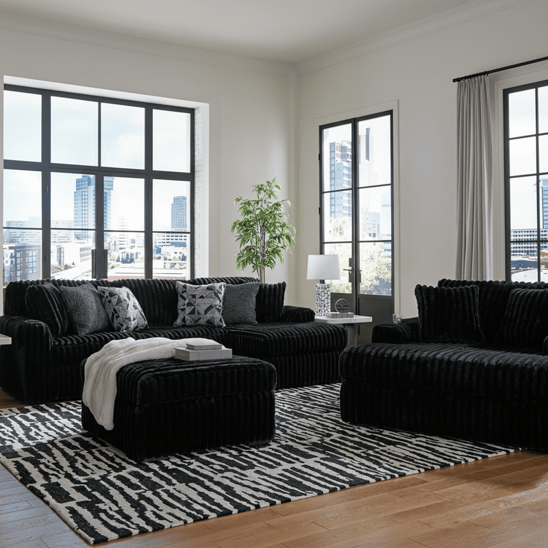Midnight-Madness 4-Piece Sectional with Chaise Option B