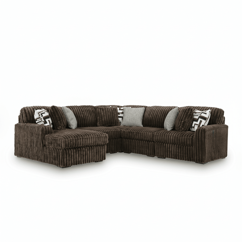 Midnight-Madness 5-Piece Sectional with Chaise Chocolate Left Chaise