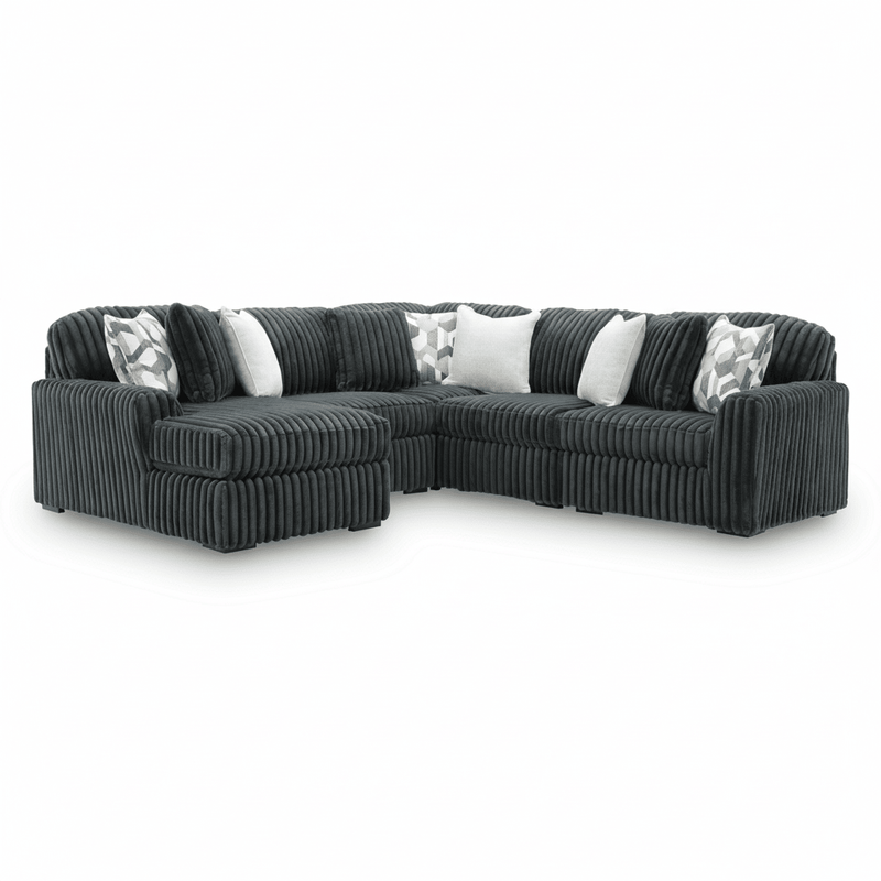 Midnight-Madness 5-Piece Sectional with Chaise Gunmetal Left Chaise