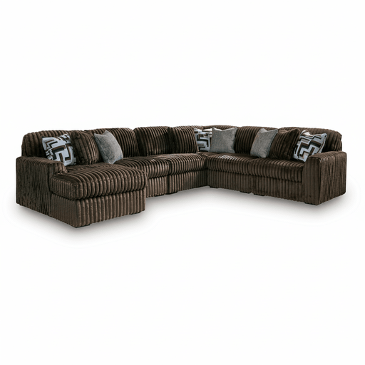 Midnight-Madness 6-Piece Sectional with Chaise Chocolate Left Chaise