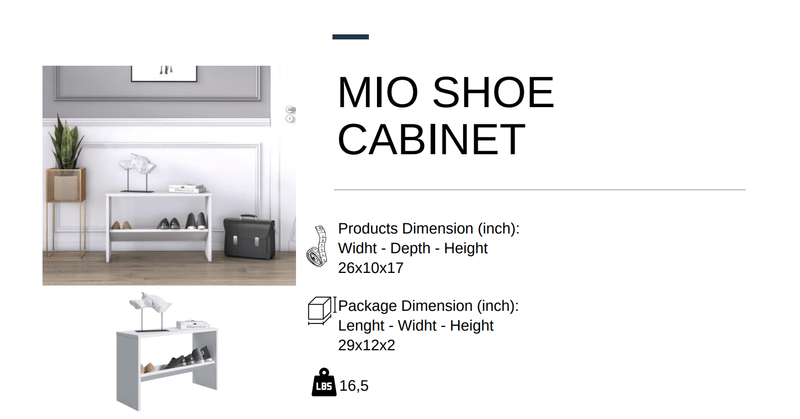 Mio Shoe Cabinet Opak White - Berre Furniture