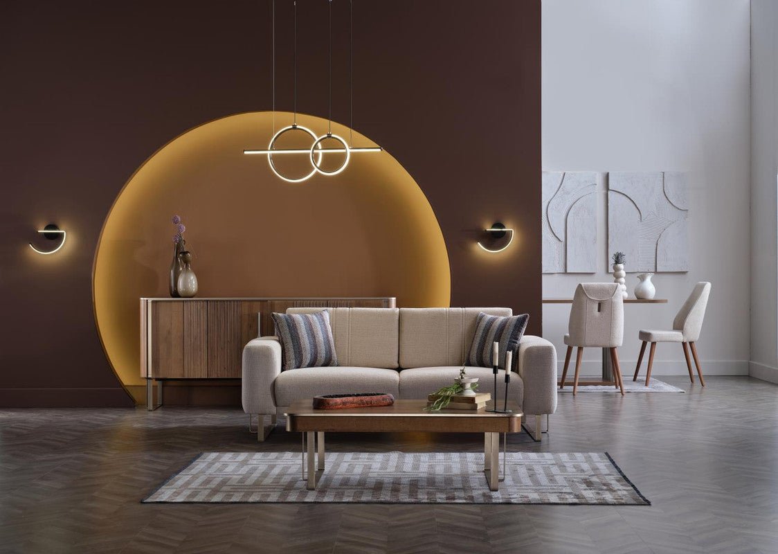 Mirante Living Room Set Sofa Loveseat Armchair (Beatto Cream) by Bellona