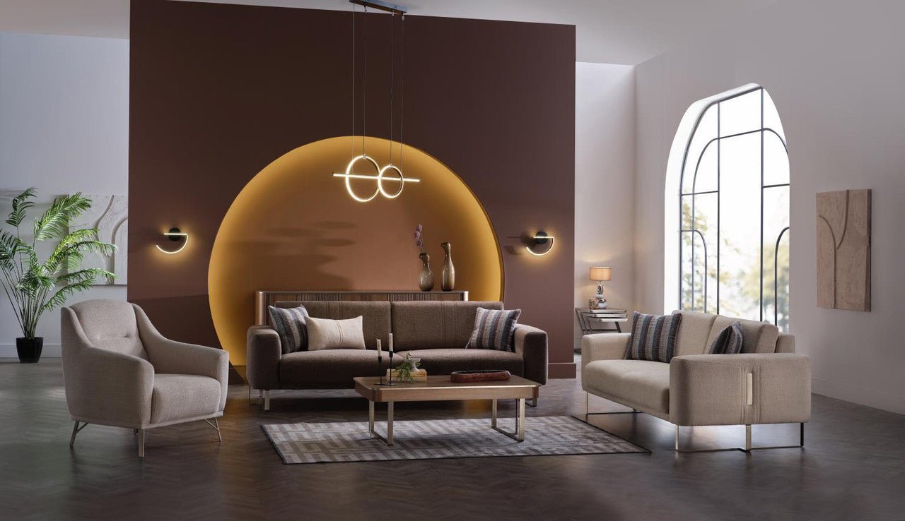 Mirante Living Room Set Sofa Loveseat Armchair (Beatto Cream) by Bellona