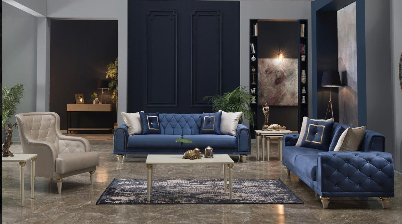 Mistral Love Seat (Duca Navy) 3 Pieces by Bellona