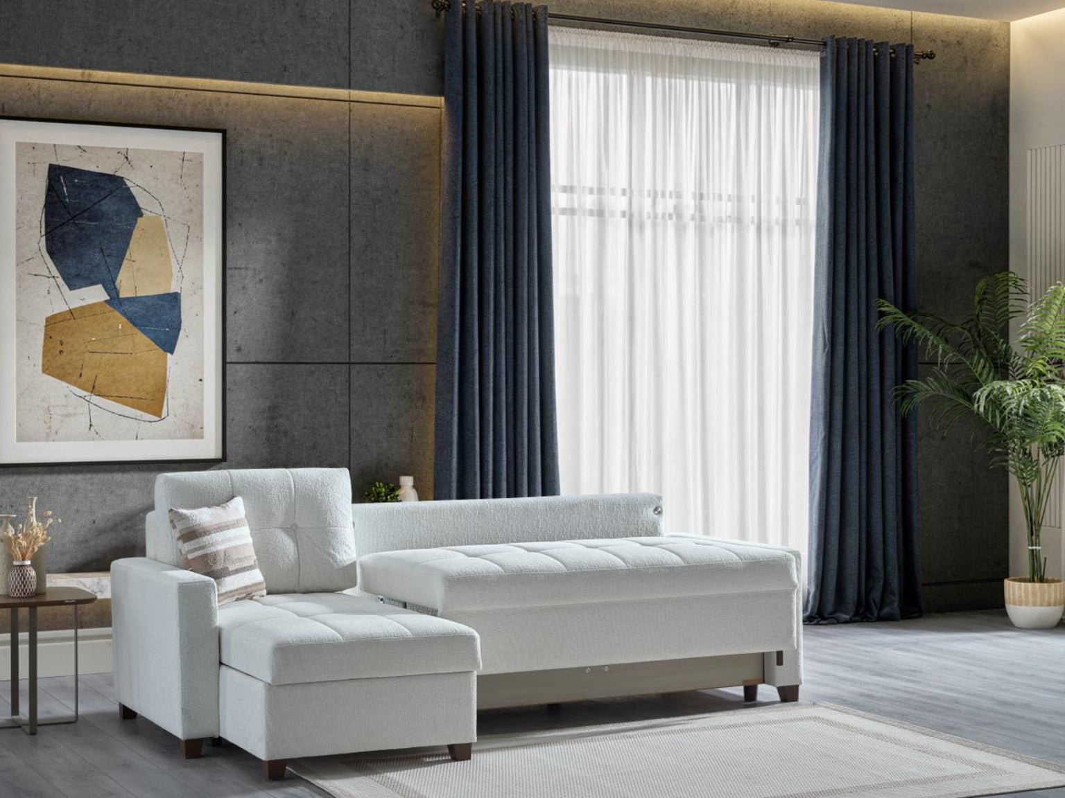 Mocca Corner Sectional ( Niva White) By Bellona - Berre Furniture