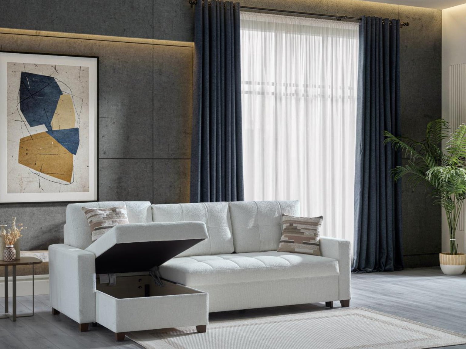 Mocca Corner Sectional ( Niva White) By Bellona - Berre Furniture