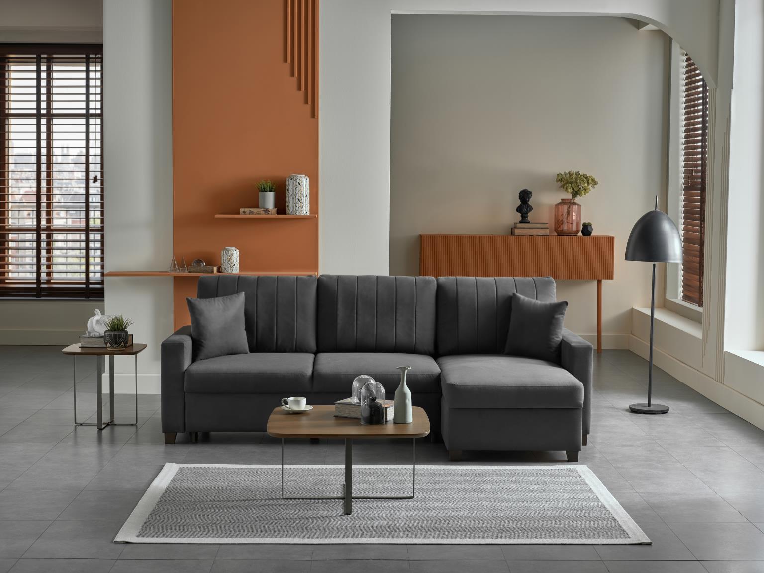 Mocca S Sectional (Zigana Gray) By Bellona - Berre Furniture