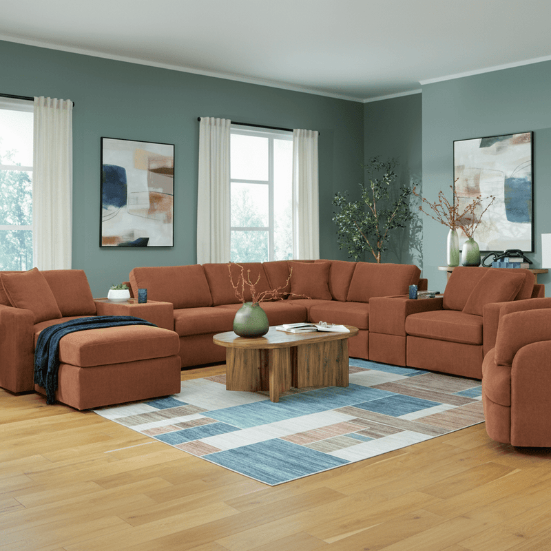 Modmax 4-Piece Sectional with Storage Chaise Spice Option D