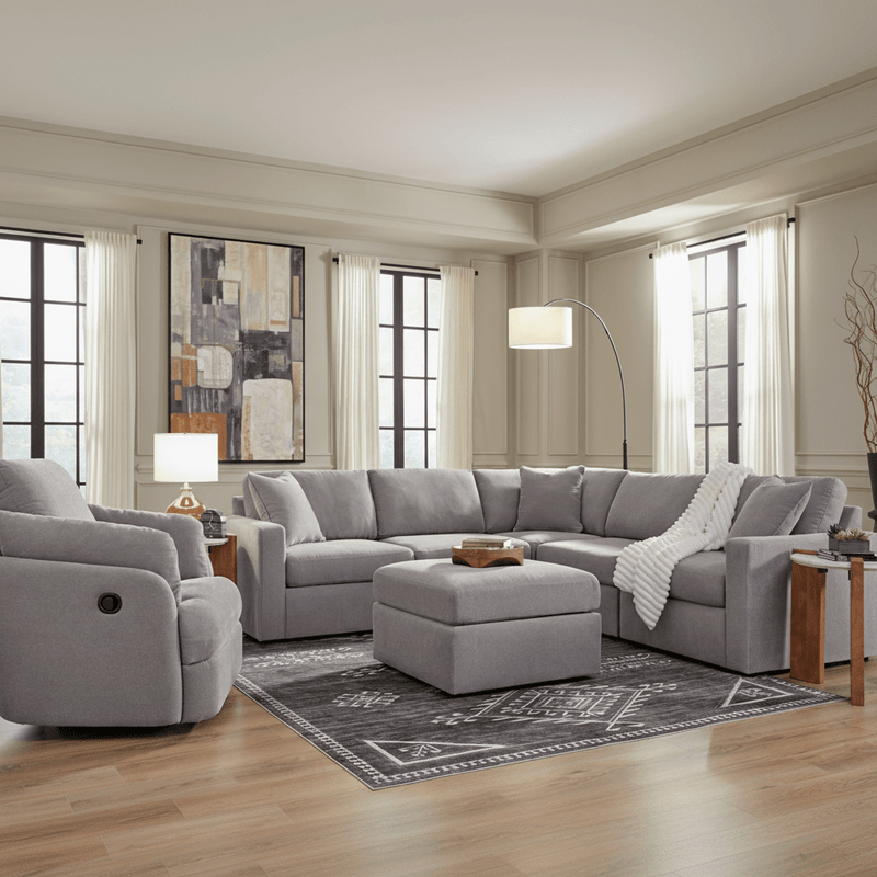 Modmax 4-Piece Sectional with Storage Chaise and Audio Console Granite Option A