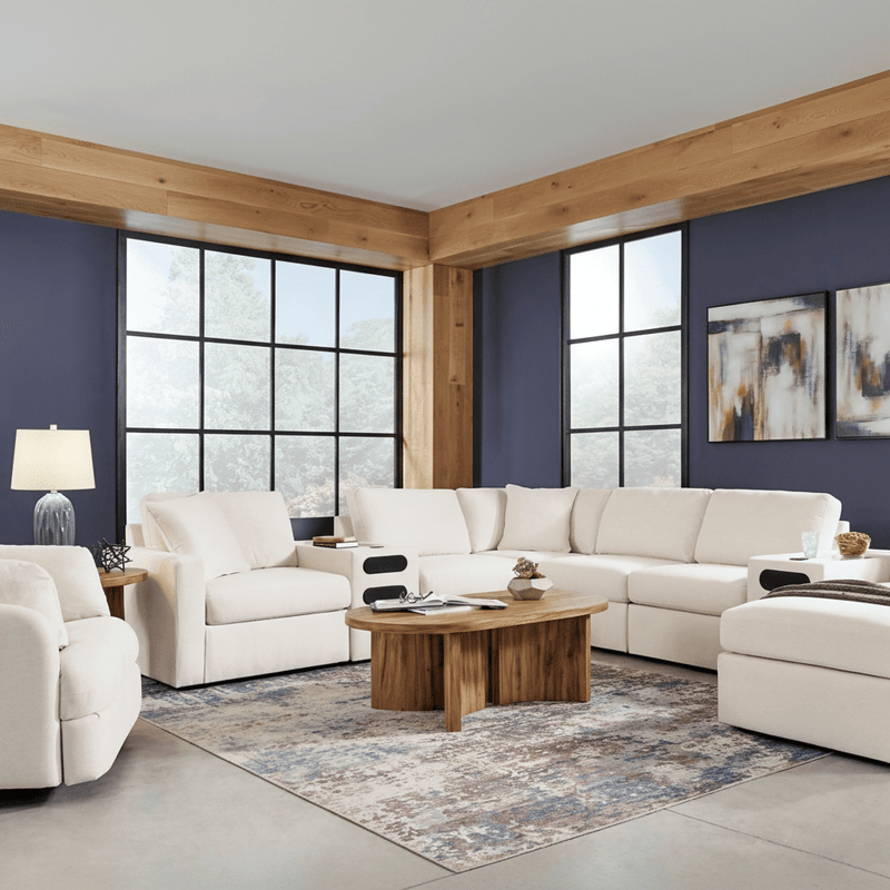 Modmax 4-Piece Sectional with Storage Chaise and Audio Console Oyster Option A