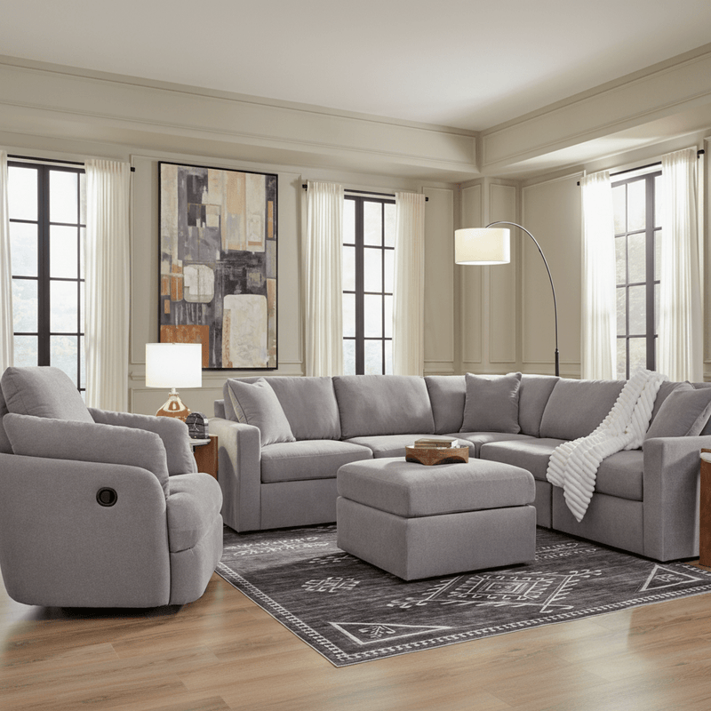 Modmax 5-Piece Double Storage Chaise Sectional with Audio Console Granite