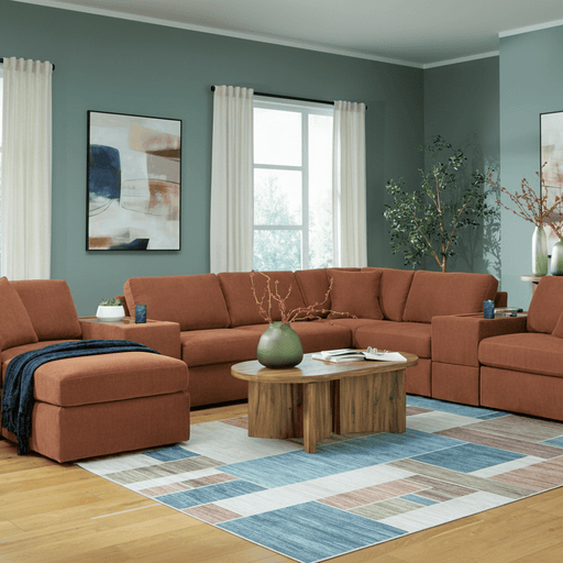 Modmax 5-Piece Double Storage Chaise Sectional with Audio Console Spice