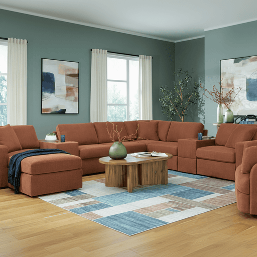 Modmax 5-Piece Double Storage Chaise Sectional with Audio Console Spice