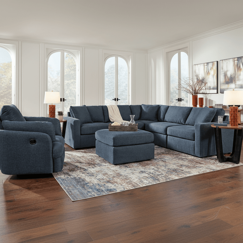 Modmax 6-Piece Sectional with Storage Chaise and Audio Console Ink Option A