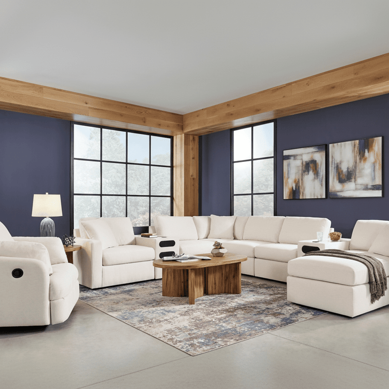 Modmax 6-Piece Sectional with Storage Chaise and Audio Console Oyster Option B