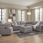 Modmax 6-Piece Sectional with Storage Chaise and Audio Console Granite Option B