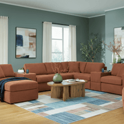 Modmax 6-Piece Sectional with Storage Chaise and Audio Console Spice Option B