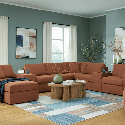 Modmax 6-Piece Sectional with Storage Chaise and Audio Console Spice Option B