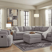 Modmax 6-Piece Sectional with Storage Chaise and Audio Console Granite Option A