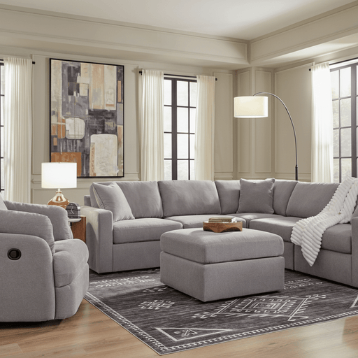 Modmax 6-Piece Sectional with Storage Chaise and Audio Console Granite Option A